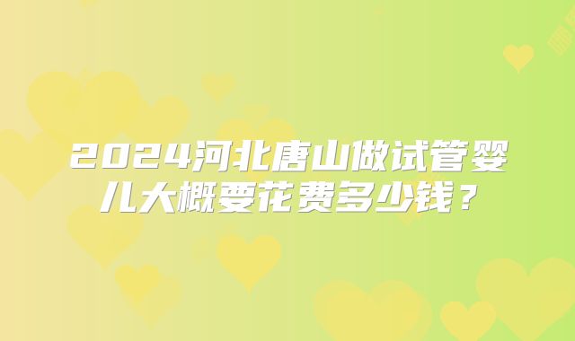 2024河北唐山做试管婴儿大概要花费多少钱?