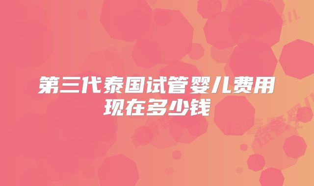 第三代泰国试管婴儿费用现在多少钱