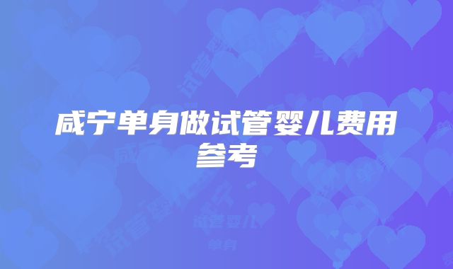 咸宁单身做试管婴儿费用参考