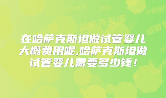 在哈萨克斯坦做试管婴儿大概费用呢,哈萨克斯坦做试管婴儿需要多少钱!
