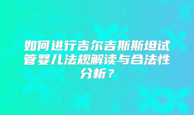 如何进行吉尔吉斯斯坦试管婴儿法规解读与合法性分析?