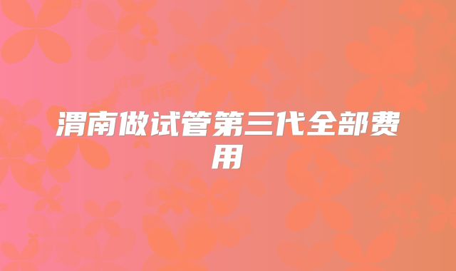 渭南做试管第三代全部费用