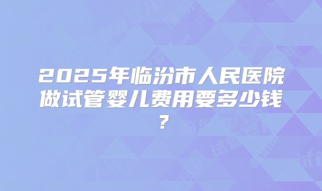 2025年临汾市人民医院做试管婴儿费用要多少钱？