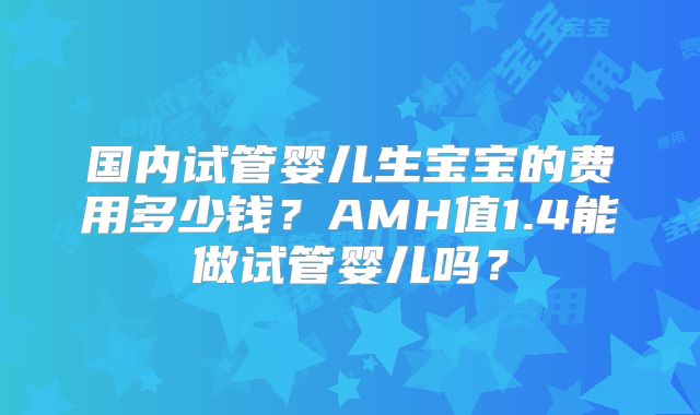 国内试管婴儿生宝宝的费用多少钱？AMH值1.4能做试管婴儿吗？