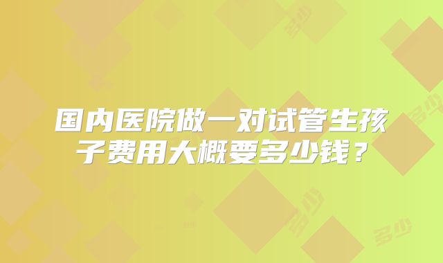 国内医院做一对试管生孩子费用大概要多少钱？