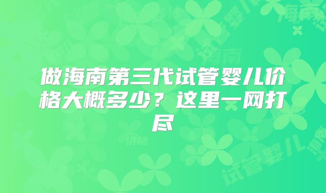 做海南第三代试管婴儿价格大概多少？这里一网打尽