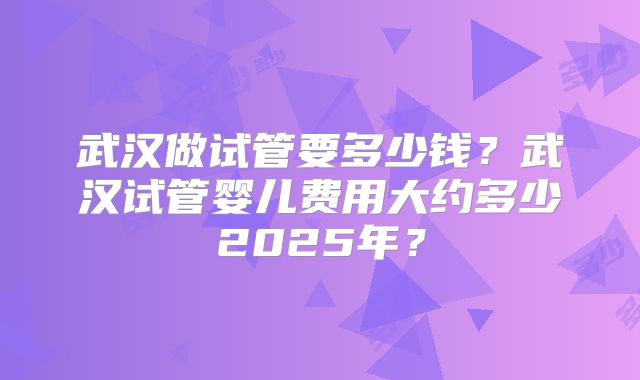 武汉做试管要多少钱？武汉试管婴儿费用大约多少2025年？