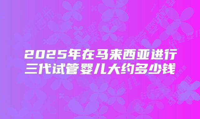 2025年在马来西亚进行三代试管婴儿大约多少钱