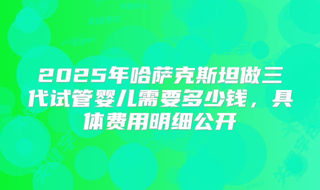 2025年哈萨克斯坦做三代试管婴儿需要多少钱，具体费用明细公开