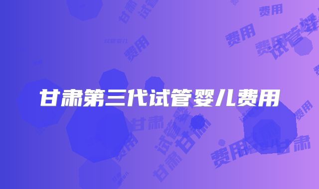 甘肃第三代试管婴儿费用