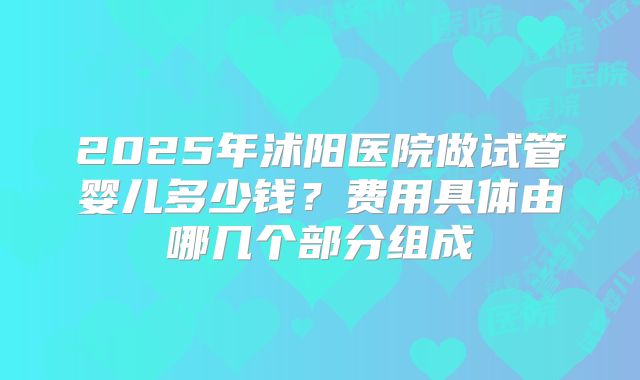 2025年沭阳医院做试管婴儿多少钱?费用具体由哪几个部分组成