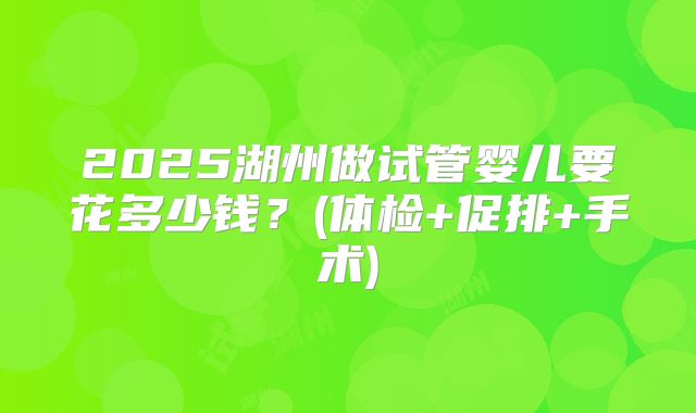 2025湖州做试管婴儿要花多少钱？(体检+促排+手术)