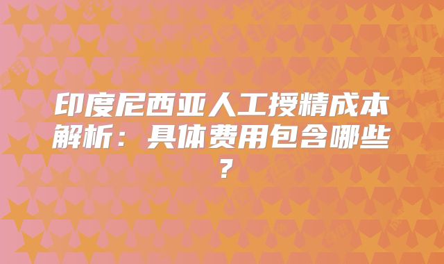 印度尼西亚人工授精成本解析：具体费用包含哪些？