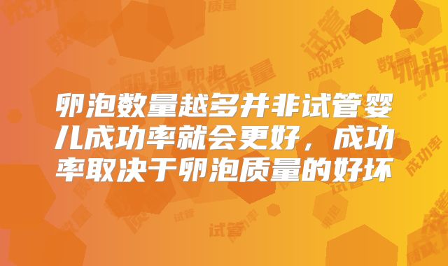 卵泡数量越多并非试管婴儿成功率就会更好,成功率取决于卵泡质量的好坏