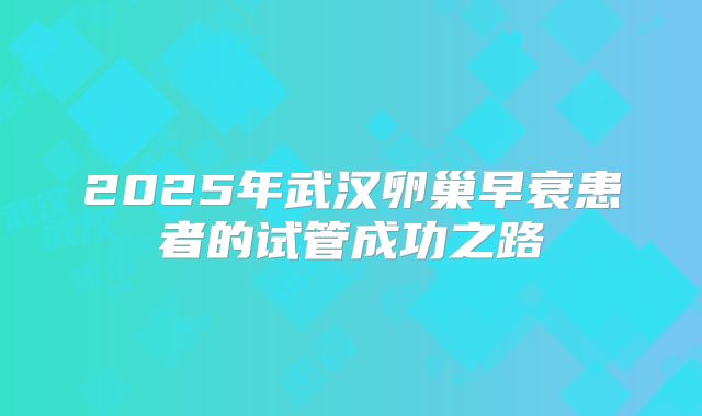 2025年武汉卵巢早衰患者的试管成功之路
