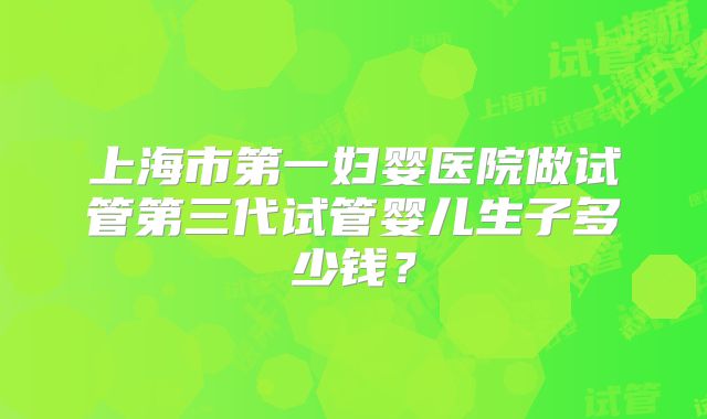 上海市第一妇婴医院做试管第三代试管婴儿生子多少钱？