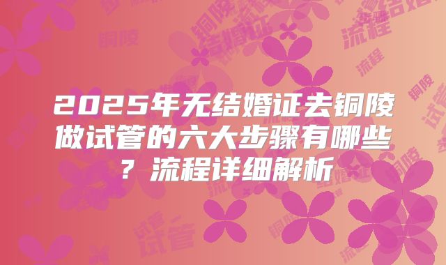 2025年无结婚证去铜陵做试管的六大步骤有哪些?流程详细解析