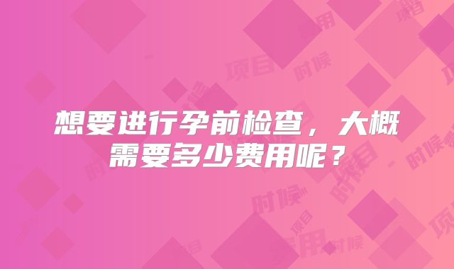 想要进行孕前检查，大概需要多少费用呢？
