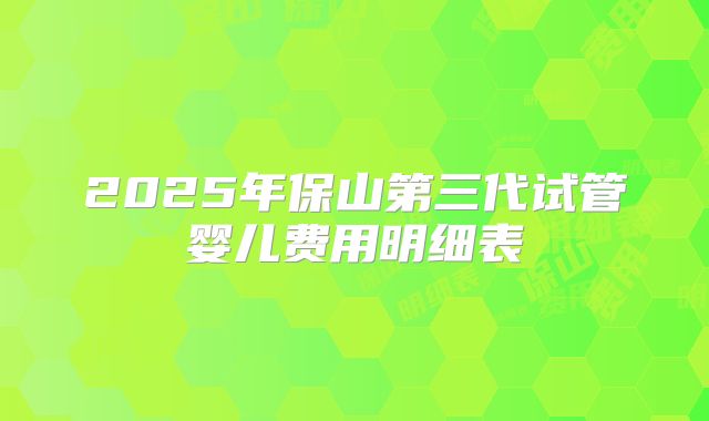 2025年保山第三代试管婴儿费用明细表