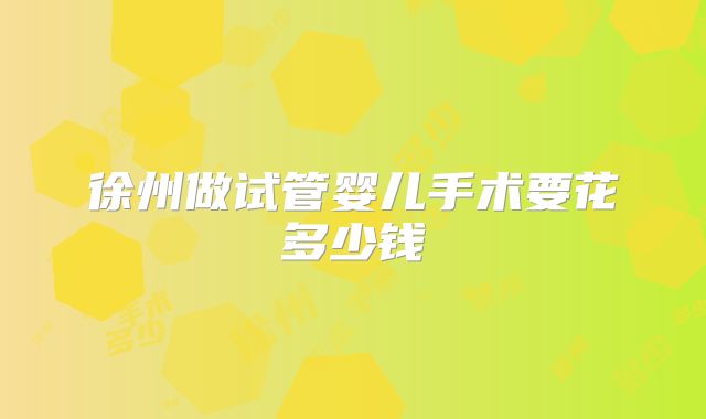 徐州做试管婴儿手术要花多少钱