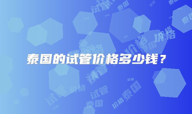 泰国的试管价格多少钱?