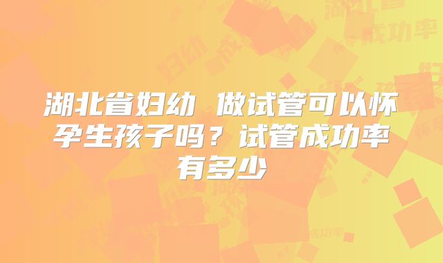 湖北省妇幼 做试管可以怀孕生孩子吗?试管成功率有多少