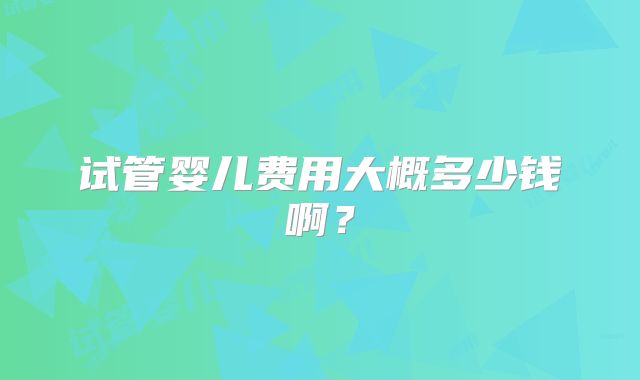 试管婴儿费用大概多少钱啊？