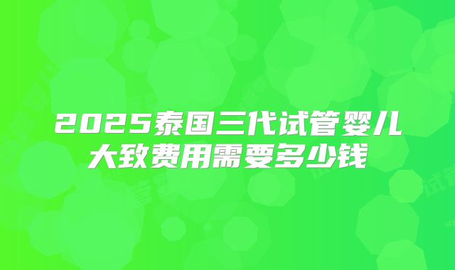 2025泰国三代试管婴儿大致费用需要多少钱