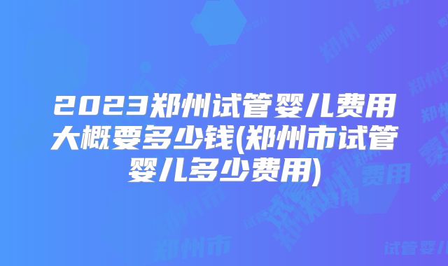 2023郑州试管婴儿费用大概要多少钱(郑州市试管婴儿多少费用)