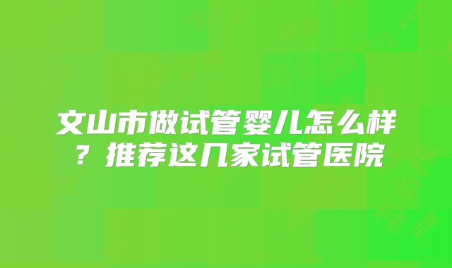 文山市做试管婴儿怎么样？推荐这几家试管医院