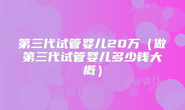 第三代试管婴儿20万(做第三代试管婴儿多少钱大概)