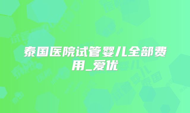泰国医院试管婴儿全部费用_爱优