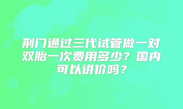 荆门通过三代试管做一对双胎一次费用多少？国内可以讲价吗？