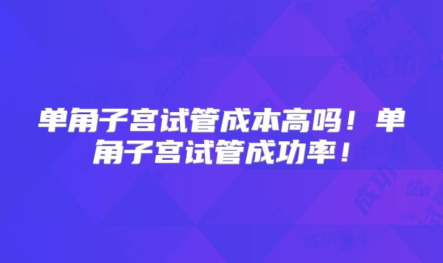 单角子宫试管成本高吗！单角子宫试管成功率！