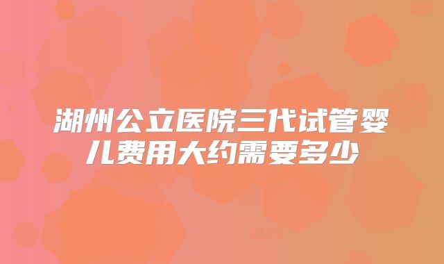 湖州公立医院三代试管婴儿费用大约需要多少