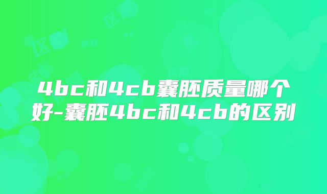 4bc和4cb囊胚质量哪个好-囊胚4bc和4cb的区别