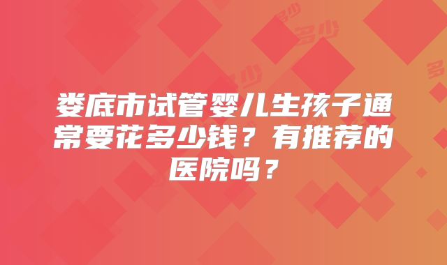 娄底市试管婴儿生孩子通常要花多少钱？有推荐的医院吗？
