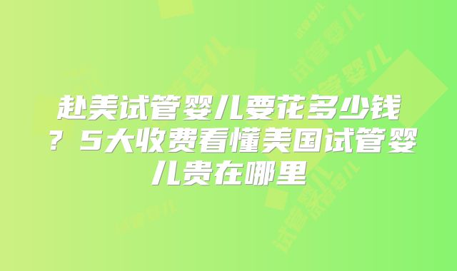 赴美试管婴儿要花多少钱？5大收费看懂美国试管婴儿贵在哪里