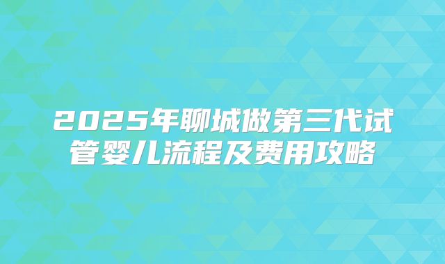 2025年聊城做第三代试管婴儿流程及费用攻略