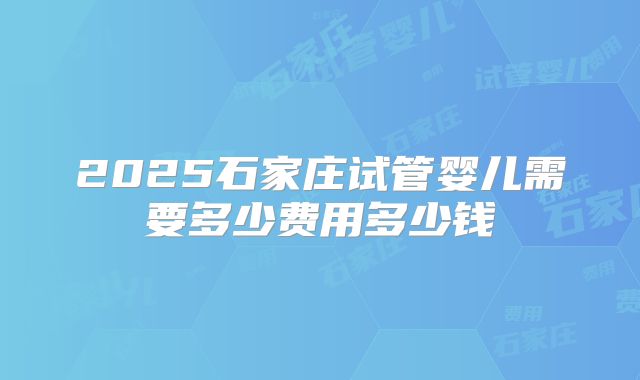 2025石家庄试管婴儿需要多少费用多少钱