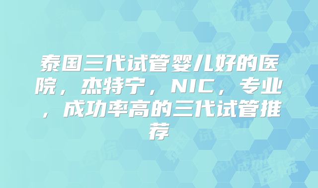 泰国三代试管婴儿好的医院，杰特宁，NIC，专业，成功率高的三代试管推荐