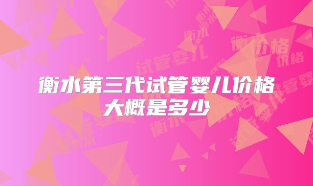 衡水第三代试管婴儿价格大概是多少