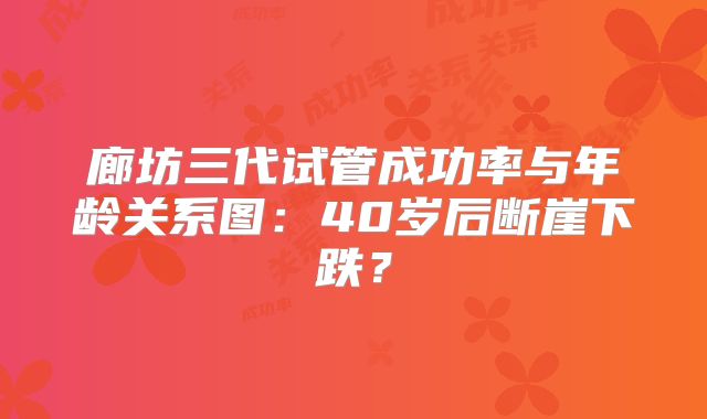 廊坊三代试管成功率与年龄关系图：40岁后断崖下跌？