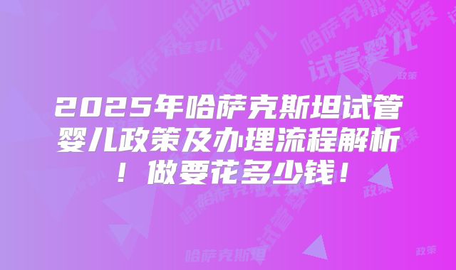2025年哈萨克斯坦试管婴儿政策及办理流程解析！做要花多少钱！
