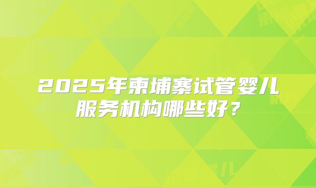 2025年柬埔寨试管婴儿服务机构哪些好？
