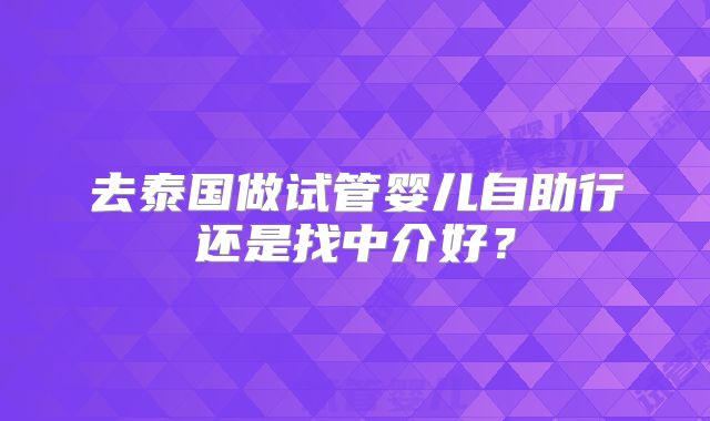 去泰国做试管婴儿自助行还是找中介好？
