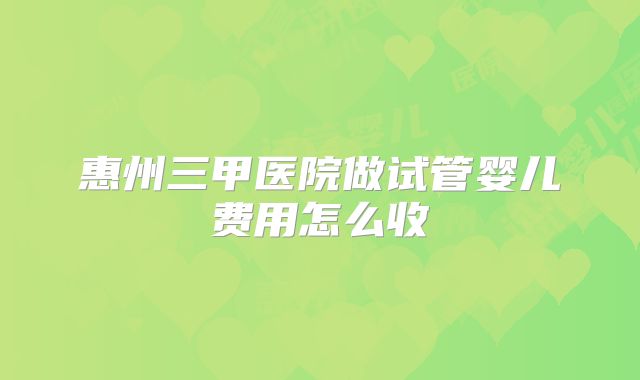 惠州三甲医院做试管婴儿费用怎么收