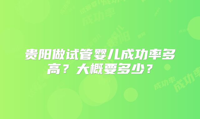 贵阳做试管婴儿成功率多高？大概要多少？