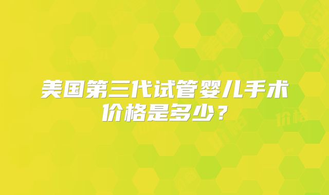 美国第三代试管婴儿手术价格是多少?