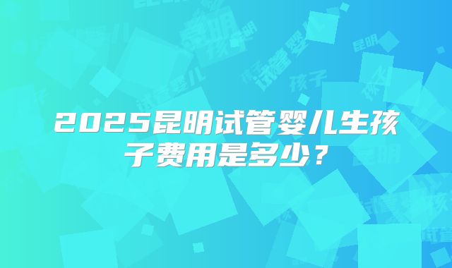 2025昆明试管婴儿生孩子费用是多少?